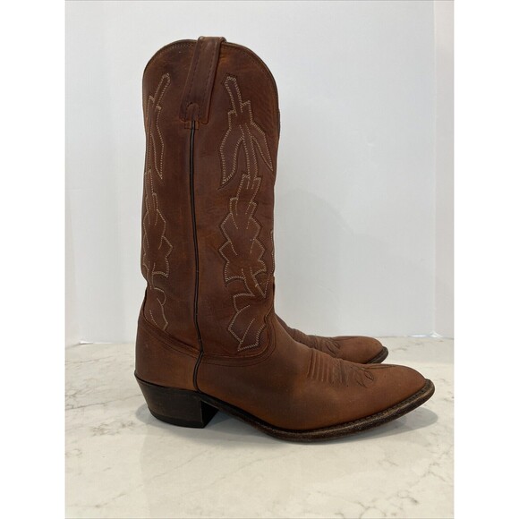 Dan Post x Marlboro Vintage Western Pointed Cowboy Boots Leather Mens 10 D Brown - Picture 2 of 16